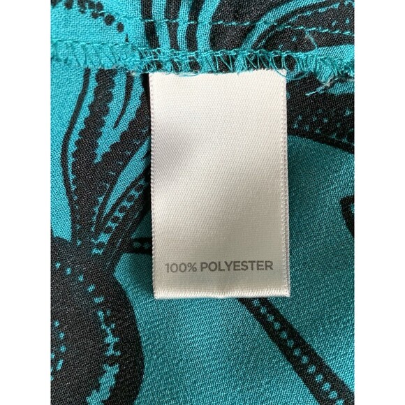Avenue Women's Teal Black Swirls Accordion Pleats Button Top Blouse Size 26/28 - Picture 6 of 7